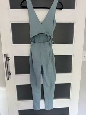 FP Movement by Free People Sage Green Wrap-Front Jumpsuit